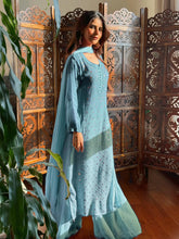 Ice Blue Chikankari & Mukaish Ring Work Kurta